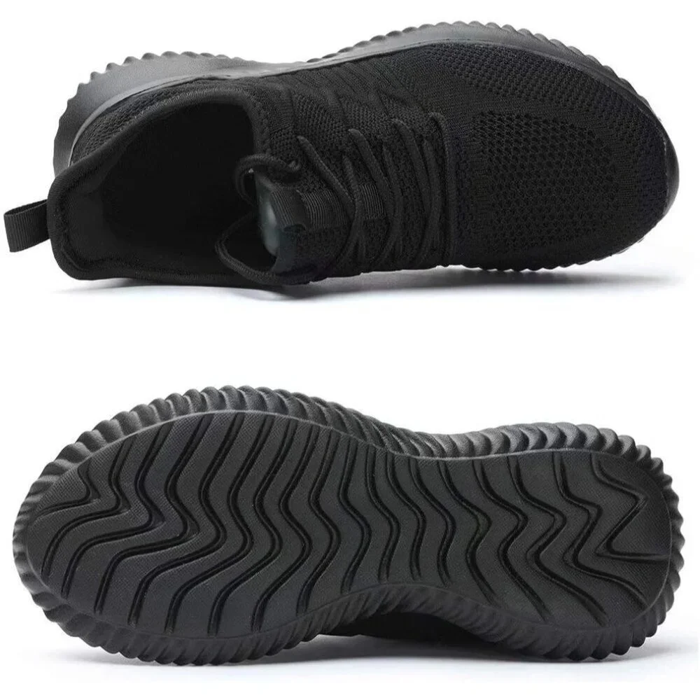 Women's Ladies Walking Running Shoes Slip On Lightweight Tennis Sneakers Black M